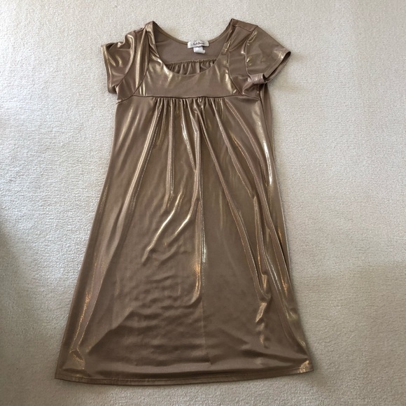 Sushiflower Gold Metallic Short Sleeve Slip Dress - Picture 11 of 14